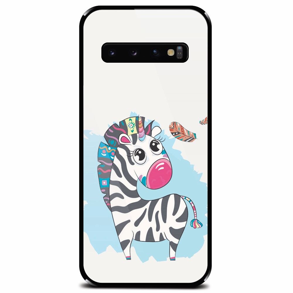 Husa din sticla securizata pentru Samsung Galaxy S10, Zebra