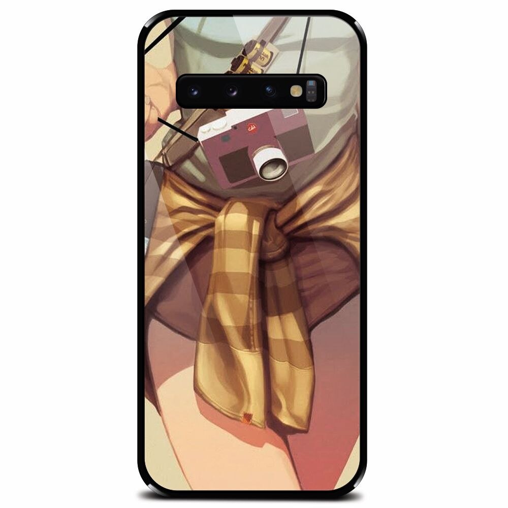 Husa din sticla securizata pentru Samsung Galaxy S10 Plus, Photograph Girl