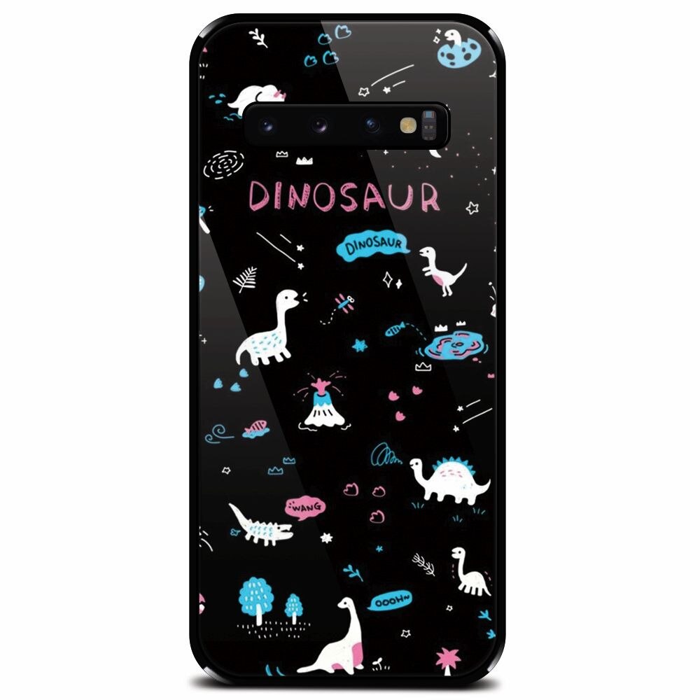 Husa din sticla securizata pentru Samsung Galaxy S10, Dinosaur