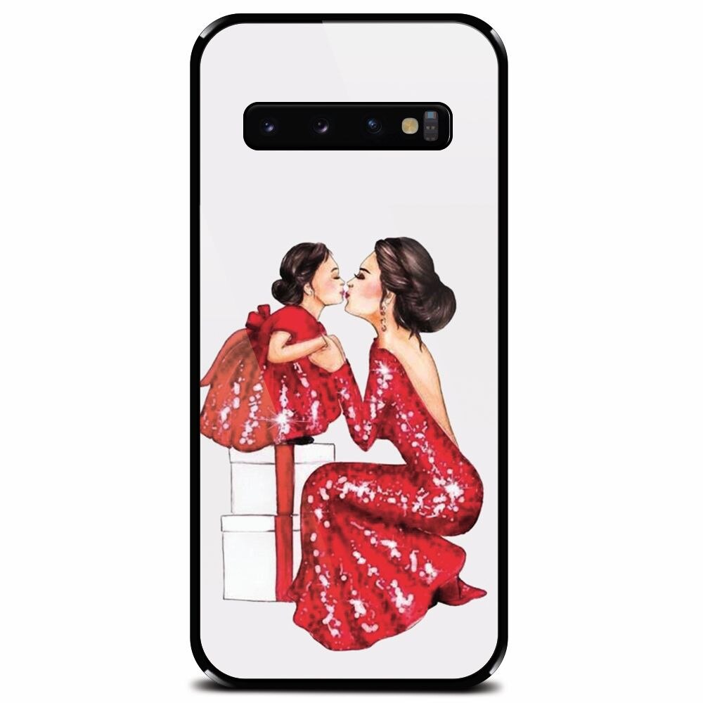 Husa din sticla securizata pentru Samsung Galaxy S10 Plus, Double Red Dress