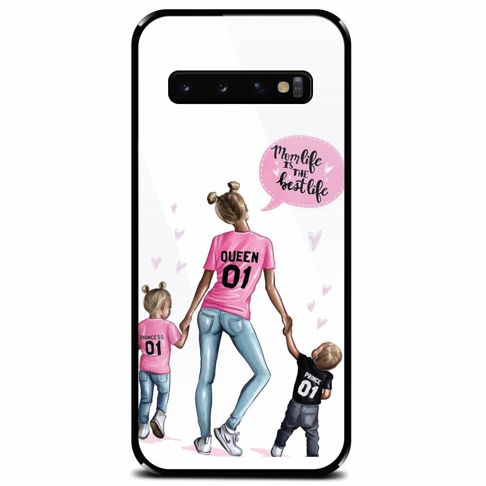 Husa din sticla securizata pentru Samsung Galaxy S10, Mom Life
