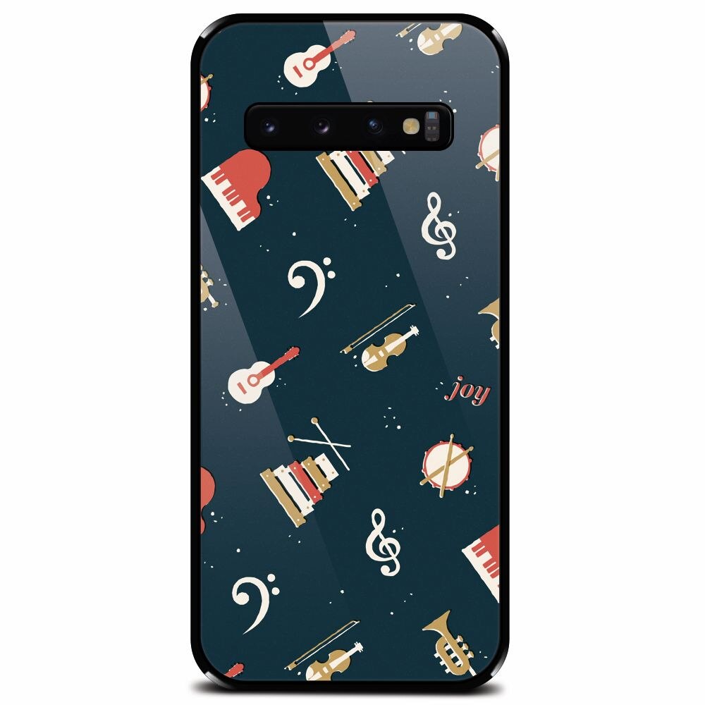 Husa din sticla securizata pentru Samsung Galaxy S10 Plus, Music Joy