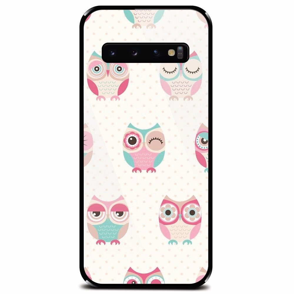 Husa din sticla securizata pentru Samsung Galaxy S10 Plus, Owl Pattern