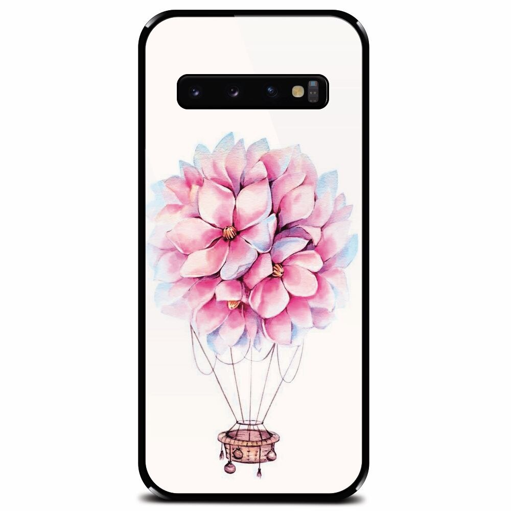 Husa din sticla securizata pentru Samsung Galaxy S10, Flower Baloon