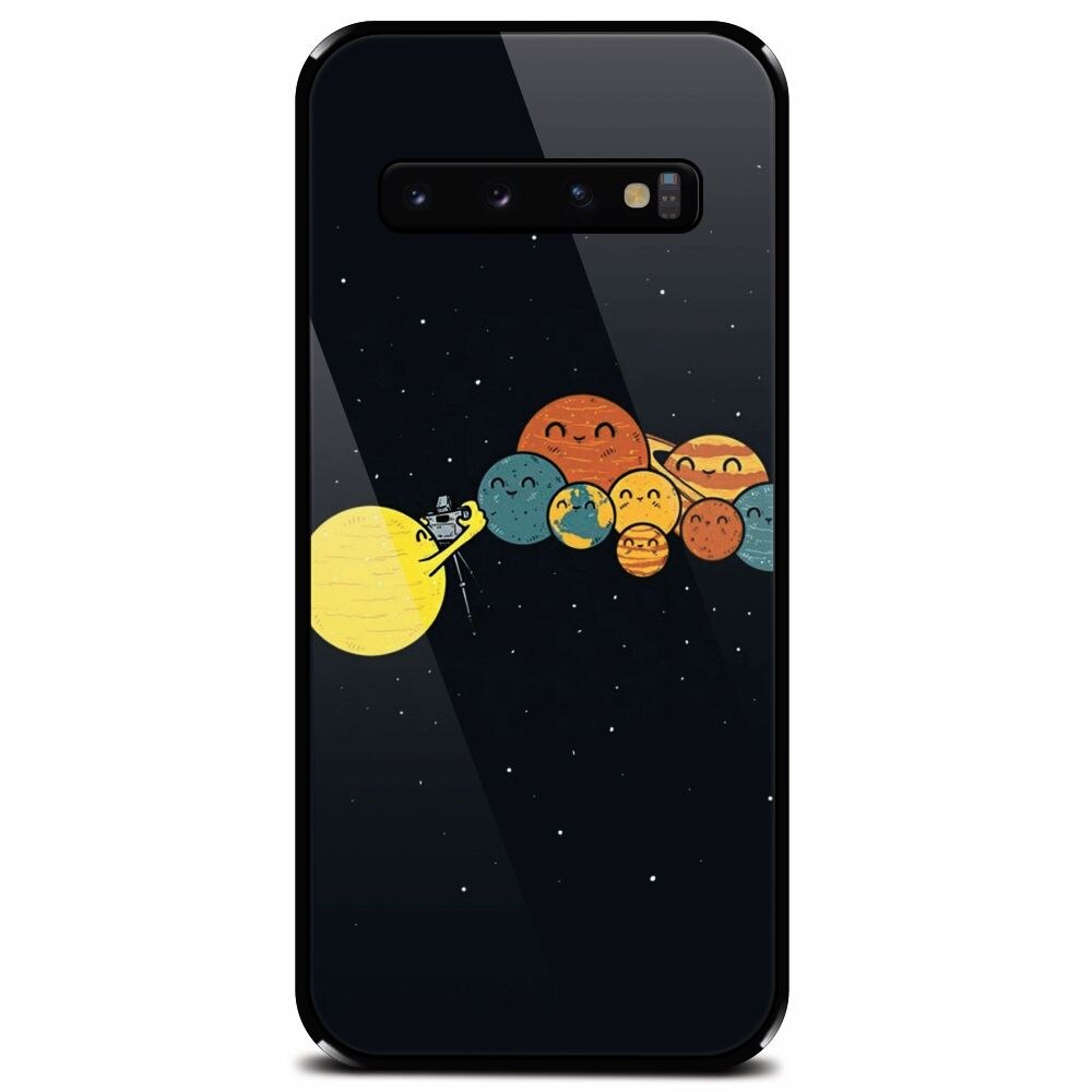 Husa din sticla securizata pentru Samsung Galaxy S10, Selfie Planet
