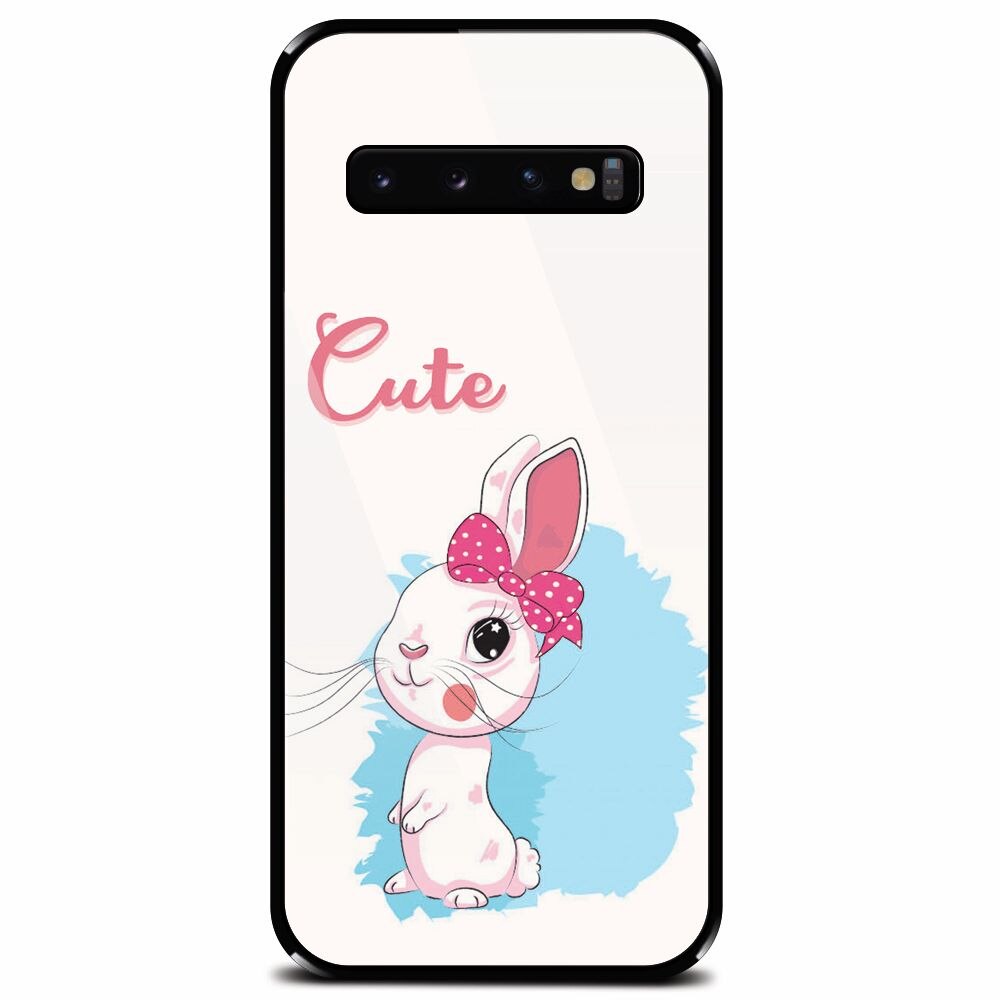 Husa din sticla securizata pentru Samsung Galaxy S10 Plus, Rabbit