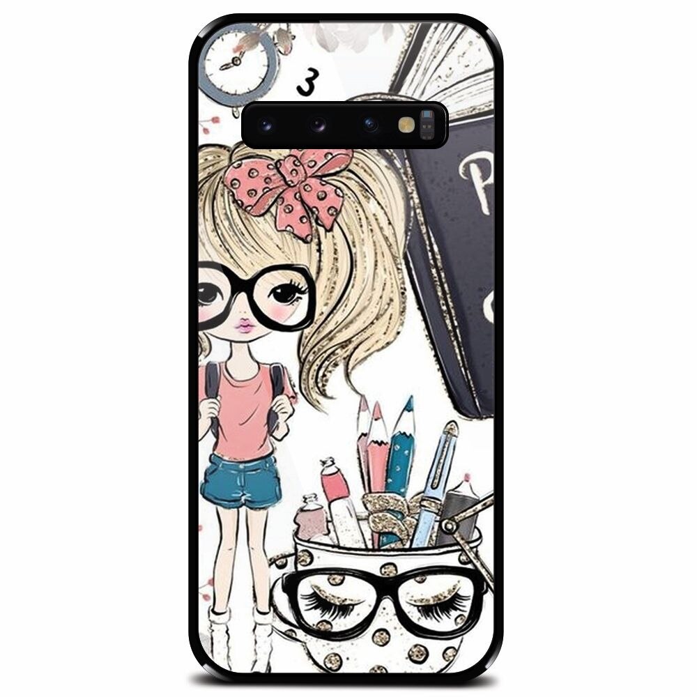Husa din sticla securizata pentru Samsung Galaxy S10, School Girl