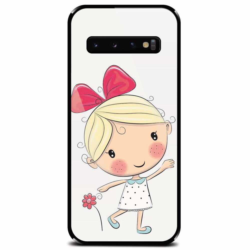Husa din sticla securizata pentru Samsung Galaxy S10, Fetita