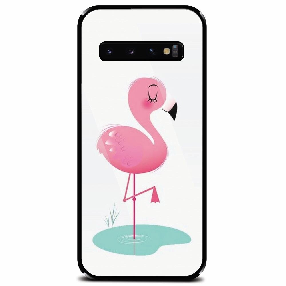 Husa din sticla securizata pentru Samsung Galaxy S10 Plus, Flamingo Pink