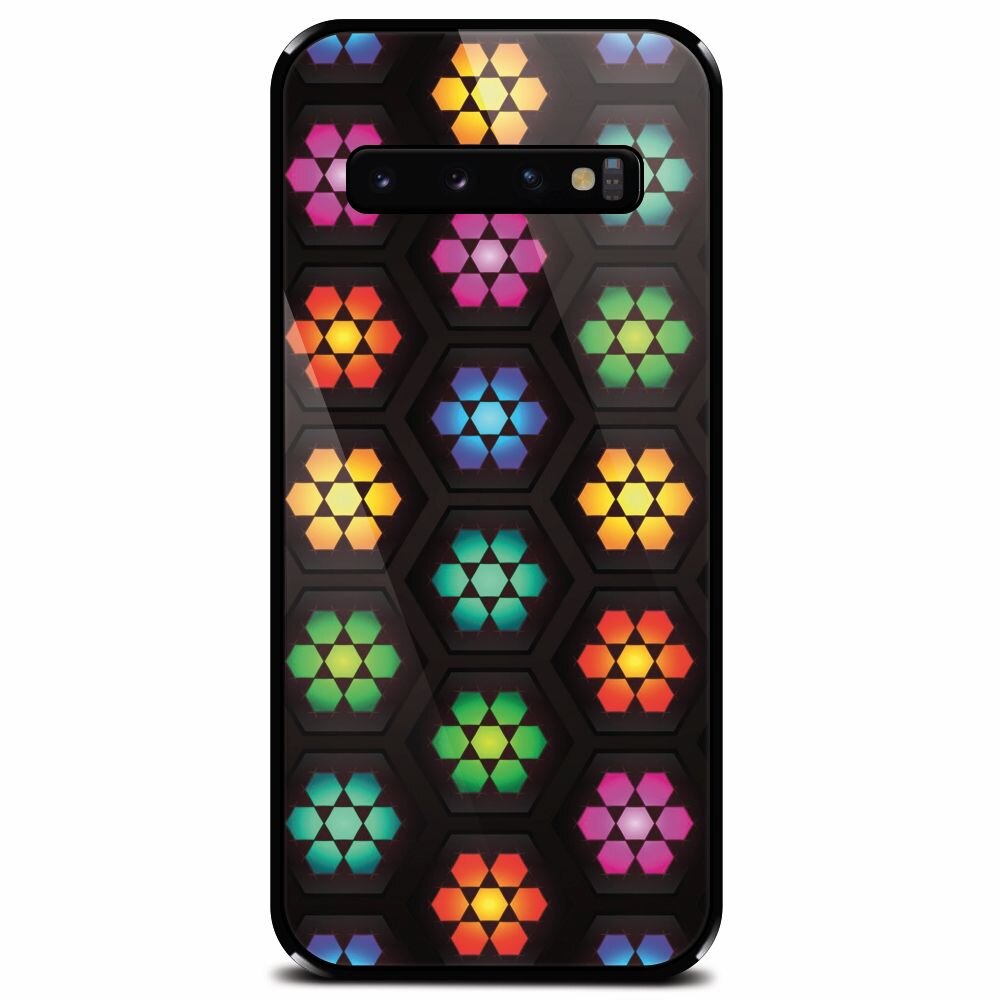 Husa din sticla securizata pentru Samsung Galaxy S10, Kaleidoscope Mosaic Patterns
