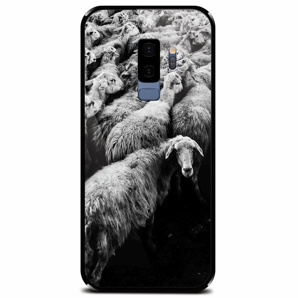 Husa din sticla securizata pentru Samsung Galaxy S9 Plus, Sheep