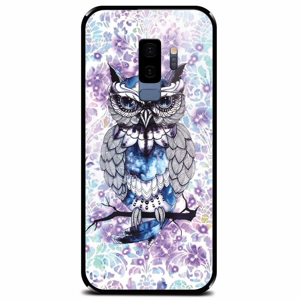 Husa din sticla securizata pentru Samsung Galaxy S9 Plus, Abstract Owl