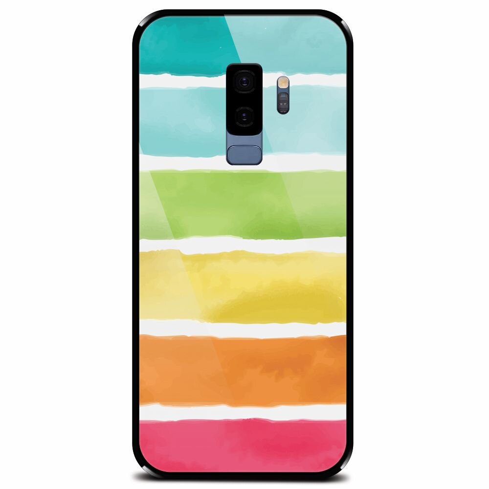 Husa din sticla securizata pentru Samsung Galaxy S9 Plus, Watercolors