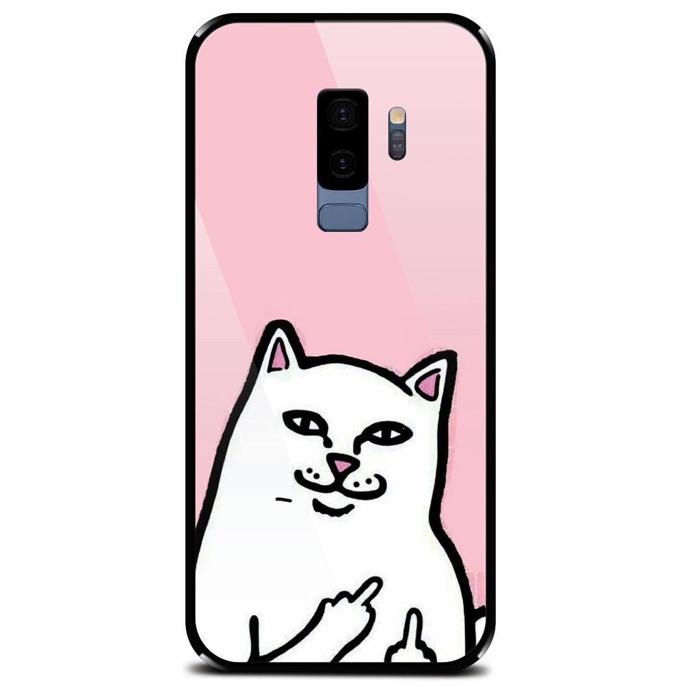 Husa din sticla securizata pentru Samsung Galaxy S9 Plus, White Cat