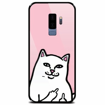 Husa din sticla securizata pentru Samsung Galaxy S9 Plus, White Cat Husa din sticla securizata pentru Samsung Galaxy S9 Plus, White Cat