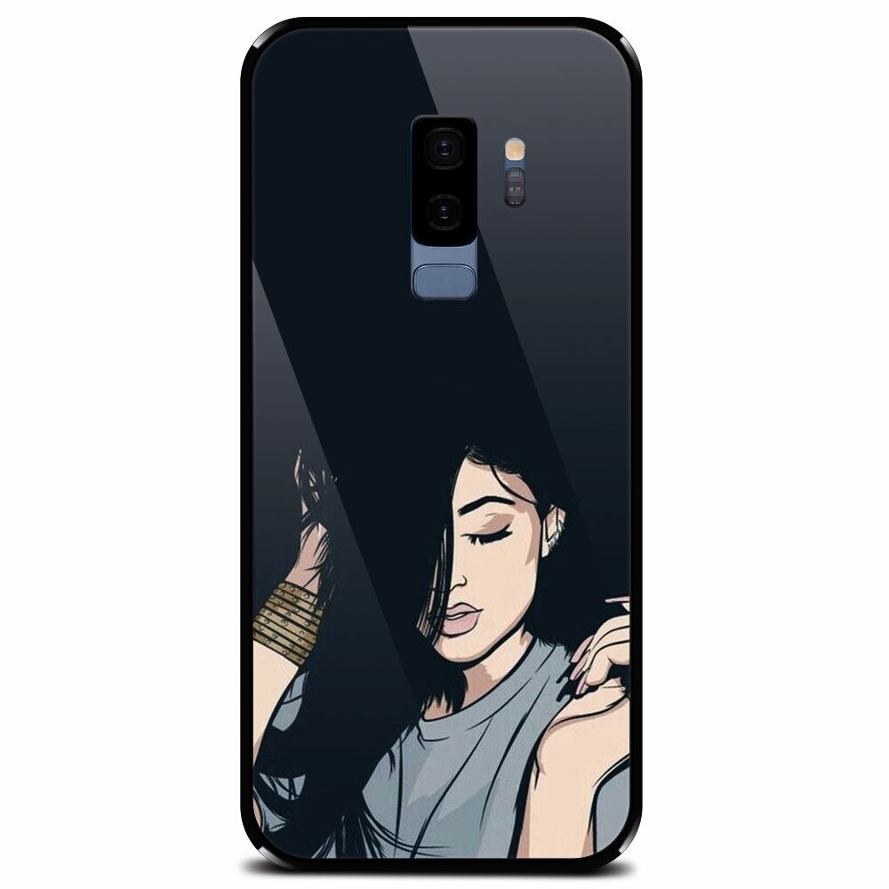 Husa din sticla securizata pentru Samsung Galaxy S9 Plus, Simple Girl