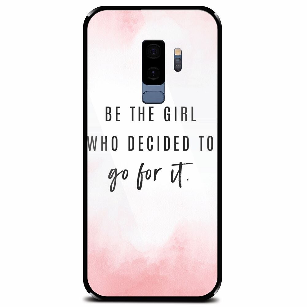 Husa din sticla securizata pentru Samsung Galaxy S9 Plus, Quotes Pink