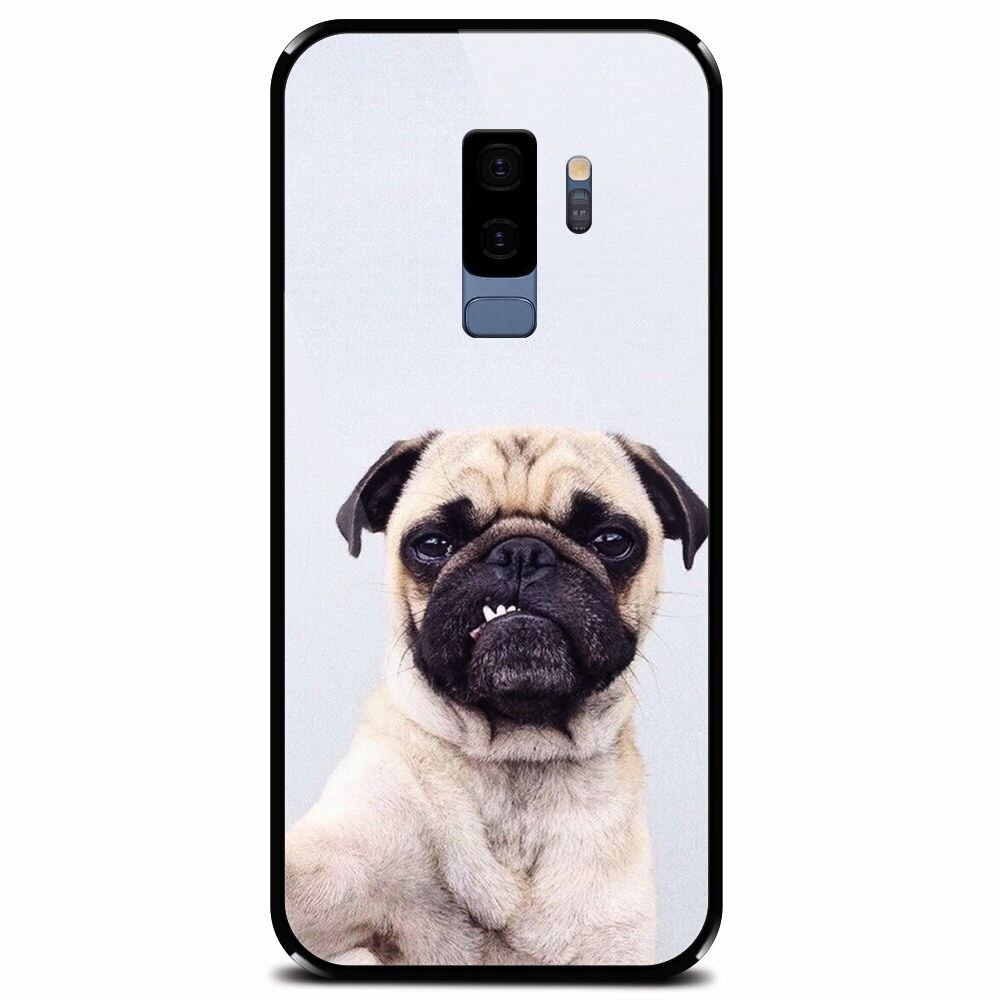 Husa din sticla securizata pentru Samsung Galaxy S9 Plus, Simple Pug Selfie