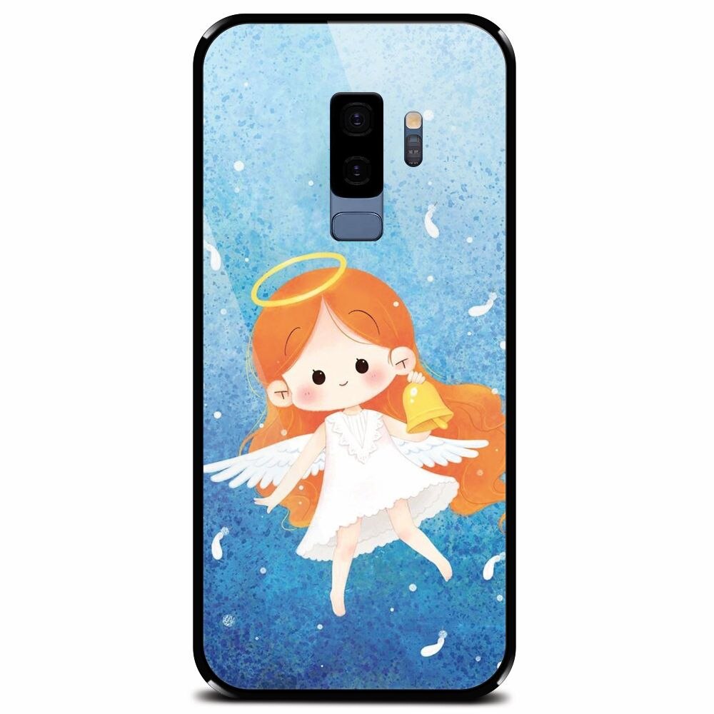 Husa din sticla securizata pentru Samsung Galaxy S9 Plus, Cute Angel