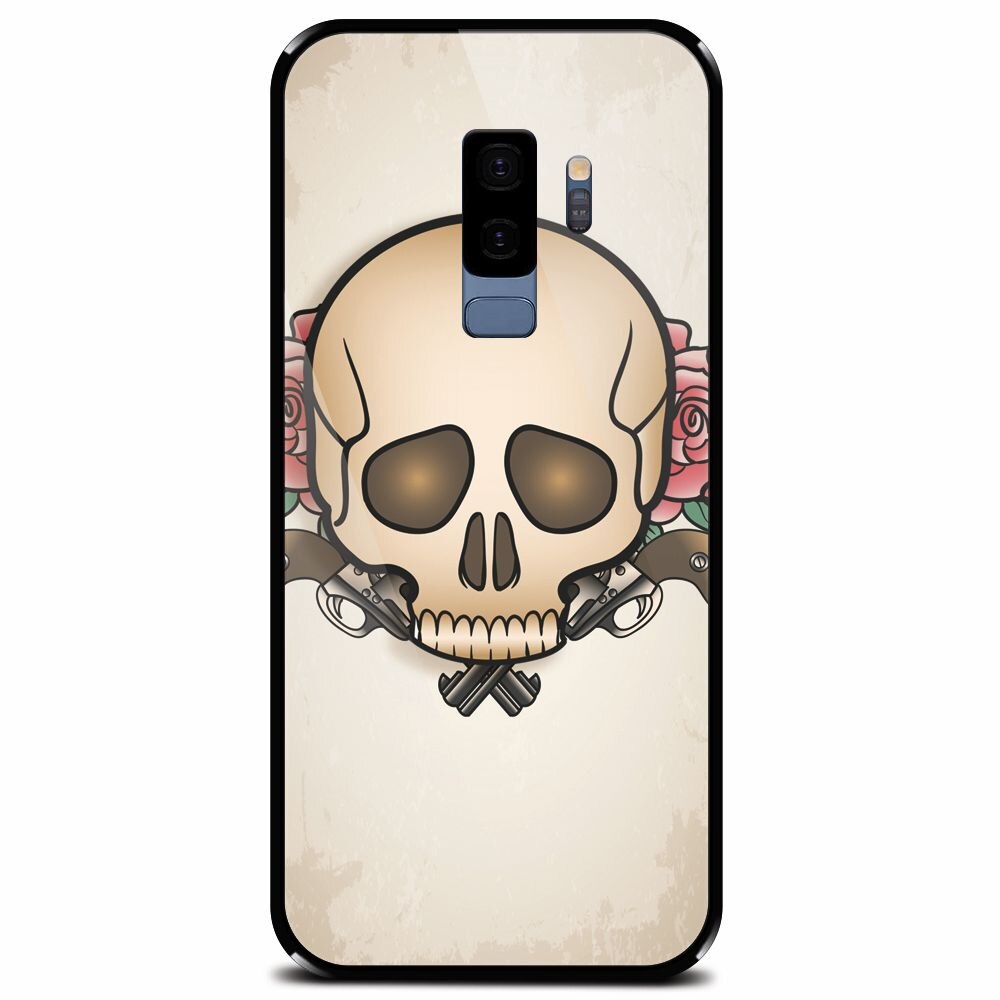 Husa din sticla securizata pentru Samsung Galaxy S9 Plus, Skulls And Roses