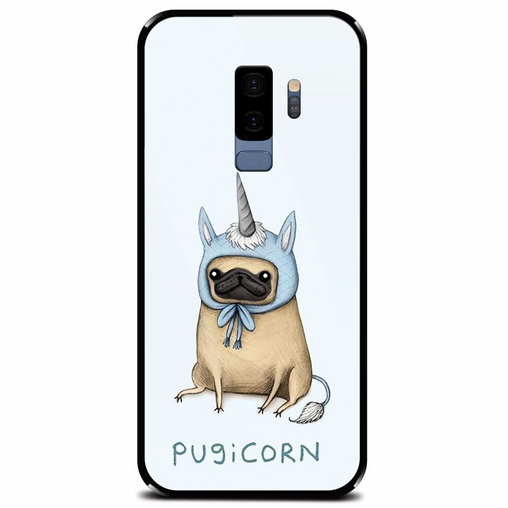 Husa din sticla securizata pentru Samsung Galaxy S9 Plus, Pugicorn