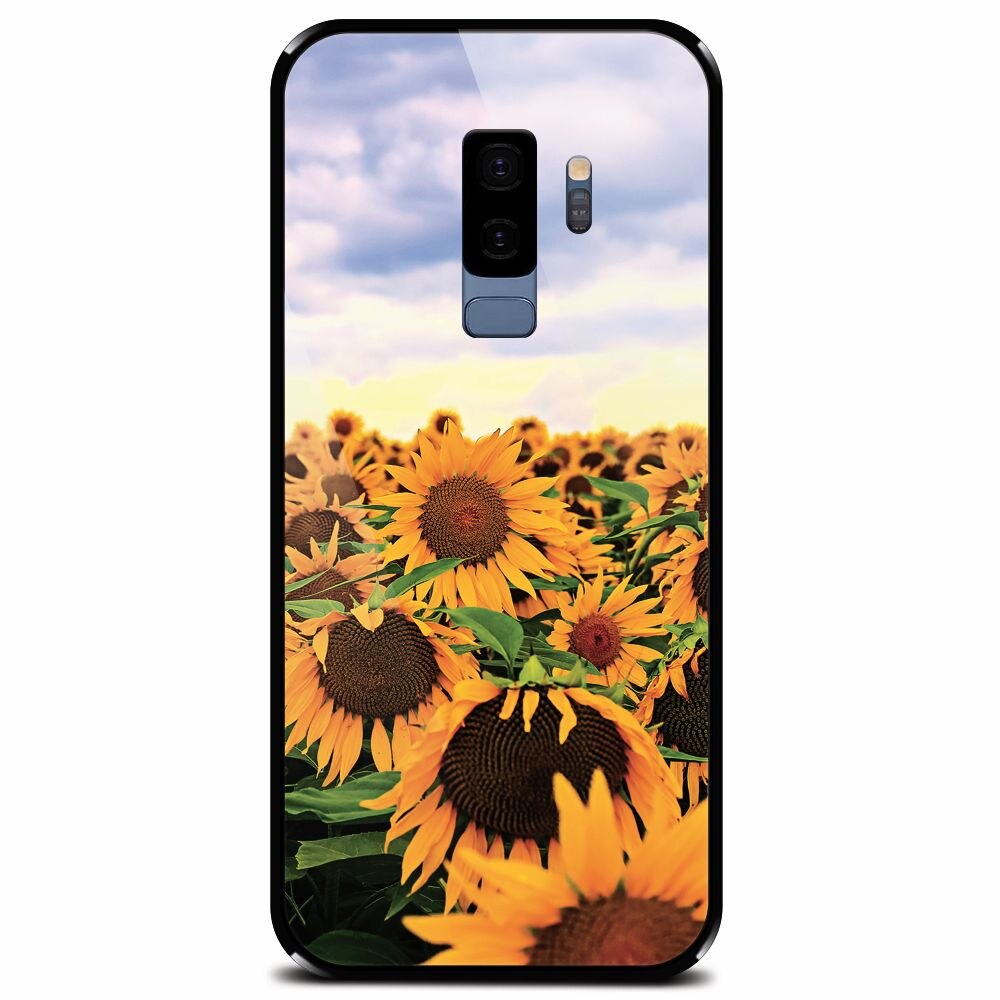 Husa din sticla securizata pentru Samsung Galaxy S9 Plus, Sunflowers