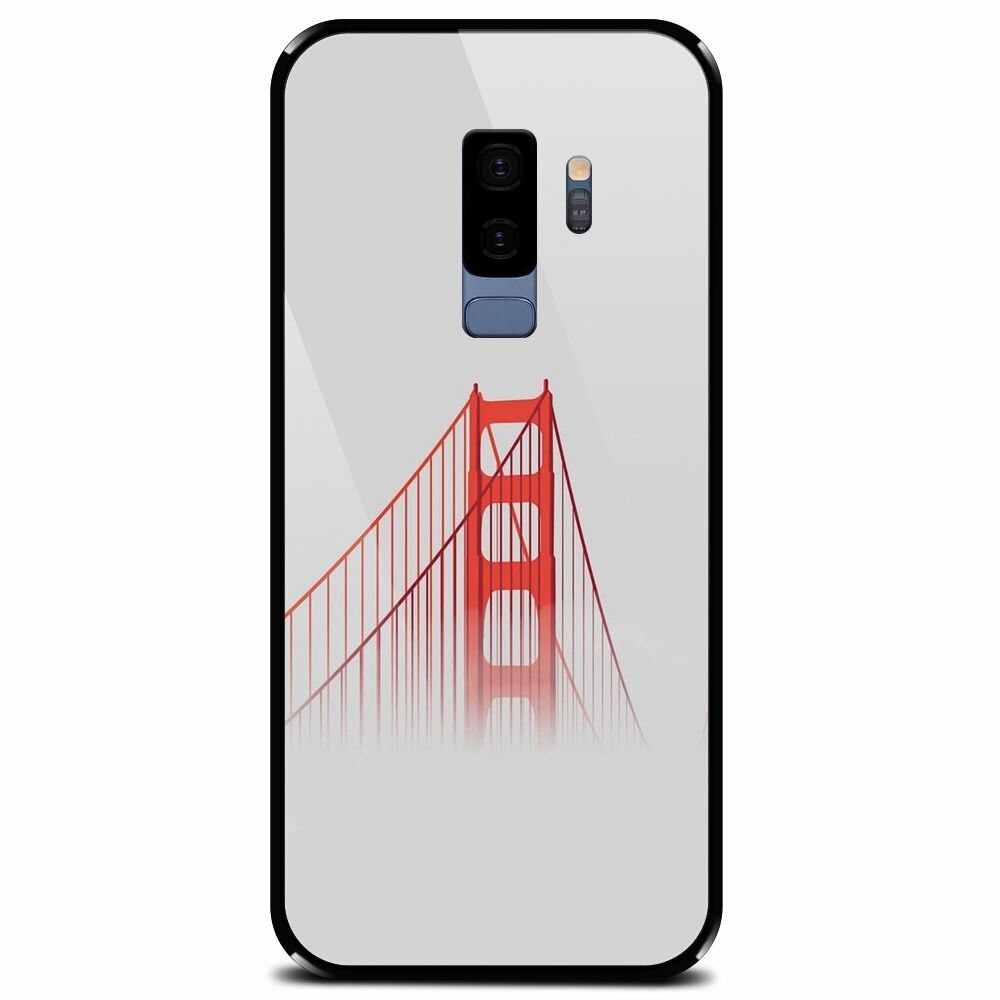 Husa din sticla securizata pentru Samsung Galaxy S9 Plus, Red Bridge In Clouds