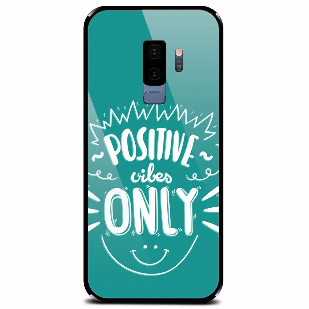 Husa din sticla securizata pentru Samsung Galaxy S9 Plus, Positive Vibes
