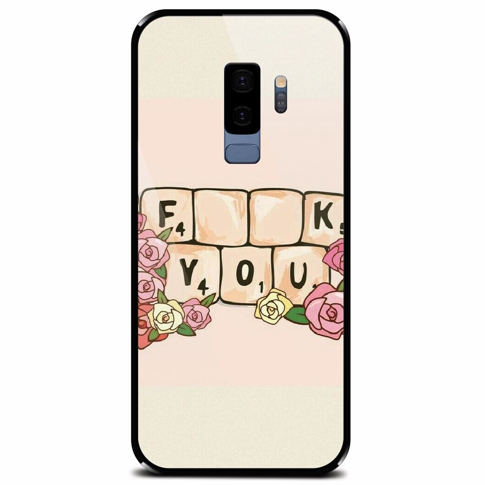 Husa din sticla securizata pentru Samsung Galaxy S9 Plus, Scrabble