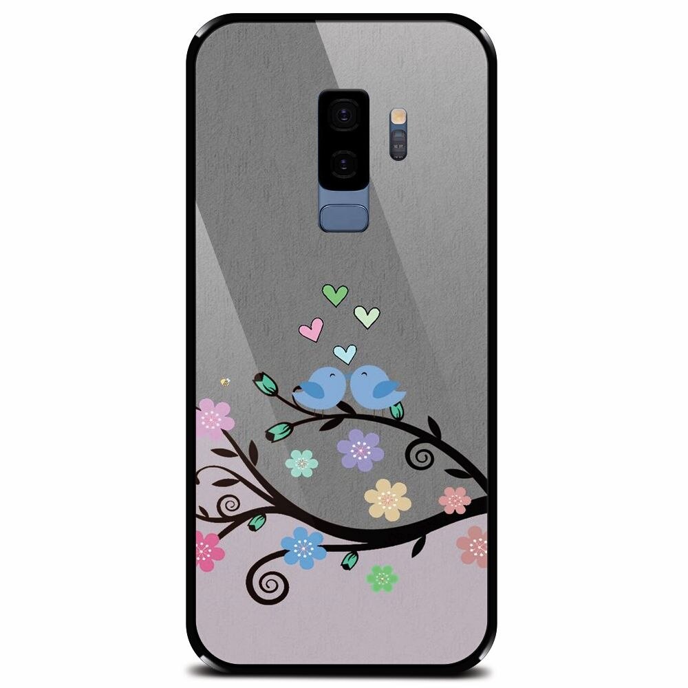 Husa din sticla securizata pentru Samsung Galaxy S9 Plus, Bird Love