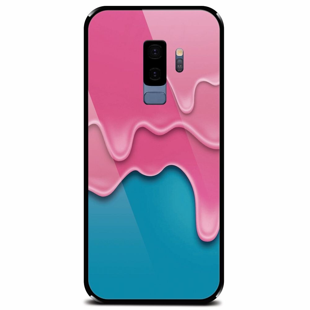 Husa din sticla securizata pentru Samsung Galaxy S9 Plus, Pink Liquid Dripping