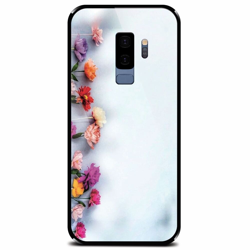Husa din sticla securizata pentru Samsung Galaxy S9 Plus, Flowers