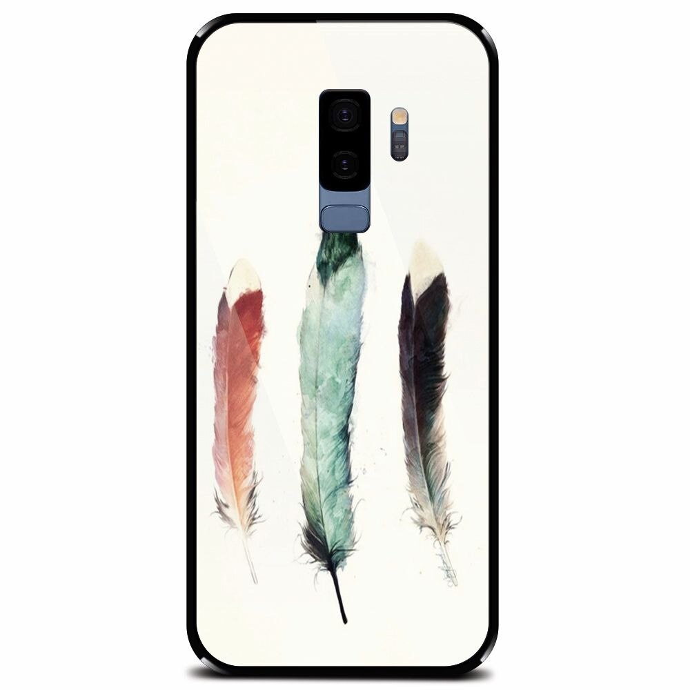 Husa din sticla securizata pentru Samsung Galaxy S9 Plus, Three Feathers