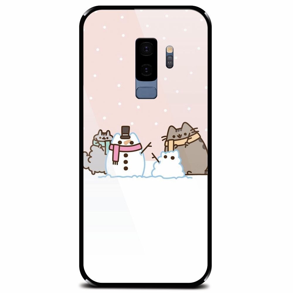 Husa din sticla securizata pentru Samsung Galaxy S9 Plus, Cat And Snowman
