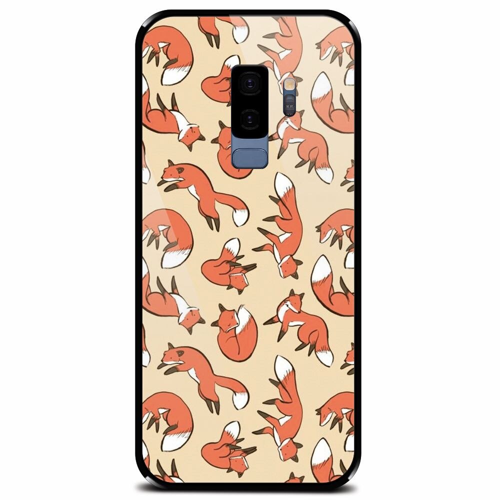 Husa din sticla securizata pentru Samsung Galaxy S9 Plus, Red Foxes