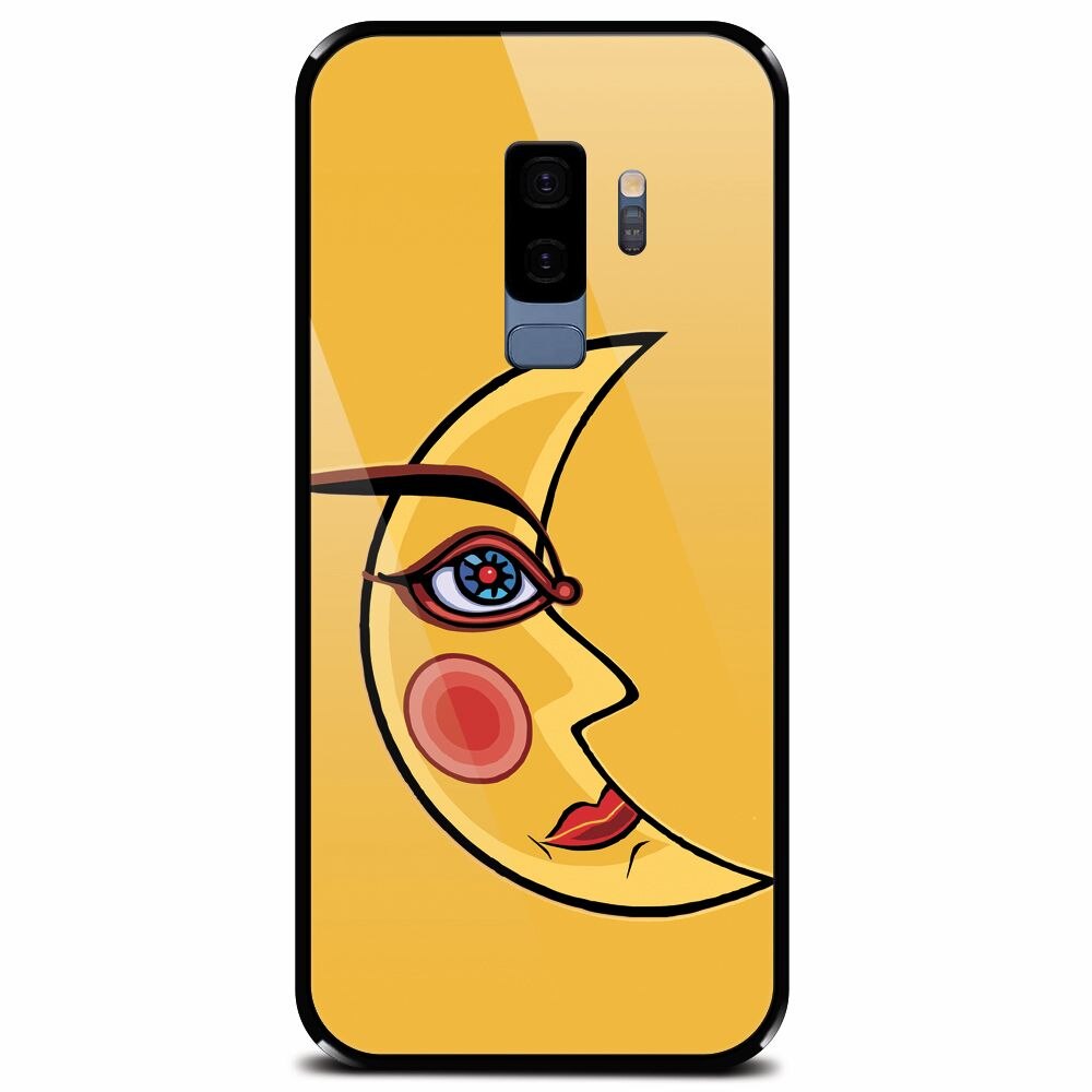 Husa din sticla securizata pentru Samsung Galaxy S9 Plus, Yellow Moon