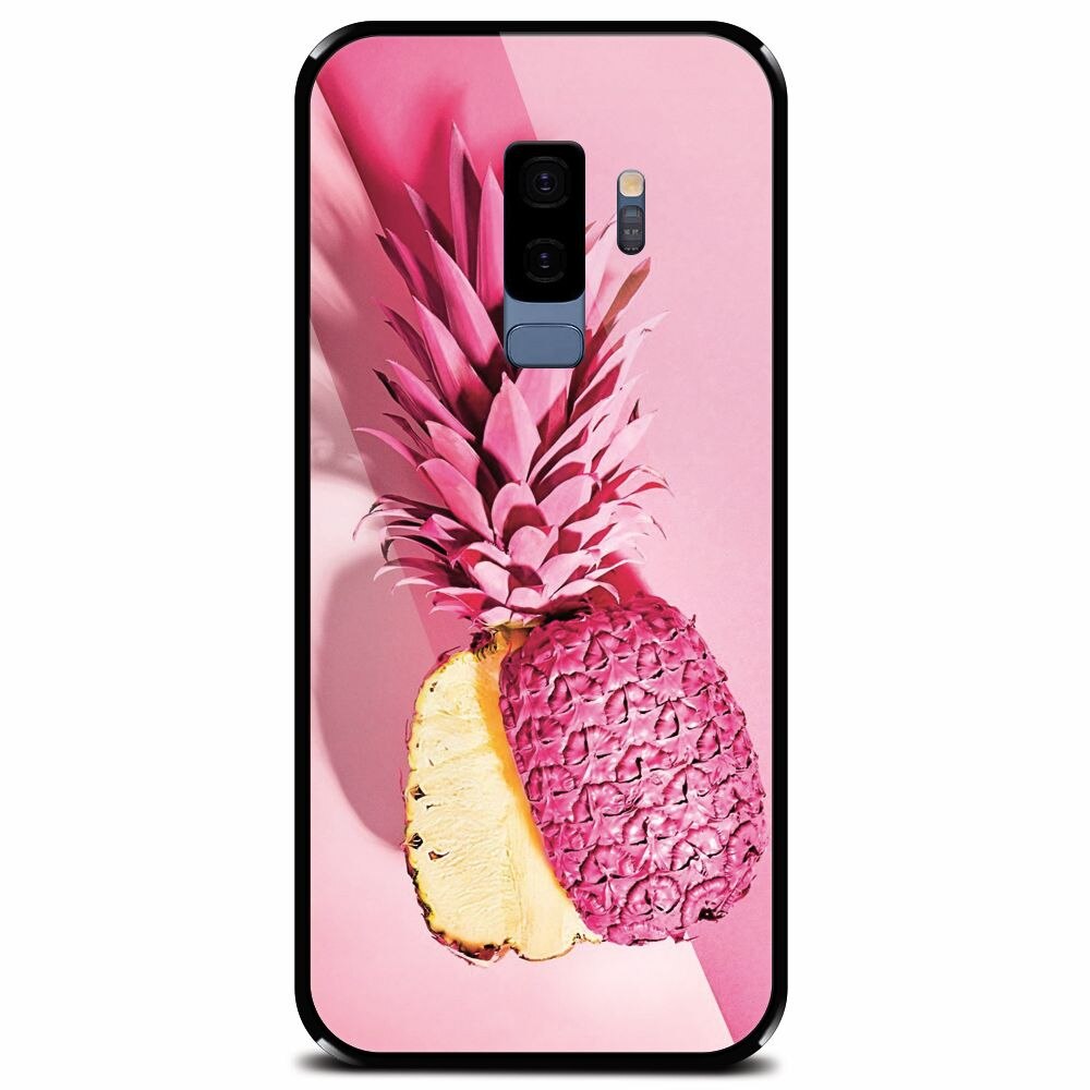 Husa din sticla securizata pentru Samsung Galaxy S9 Plus, Pink Pineapple