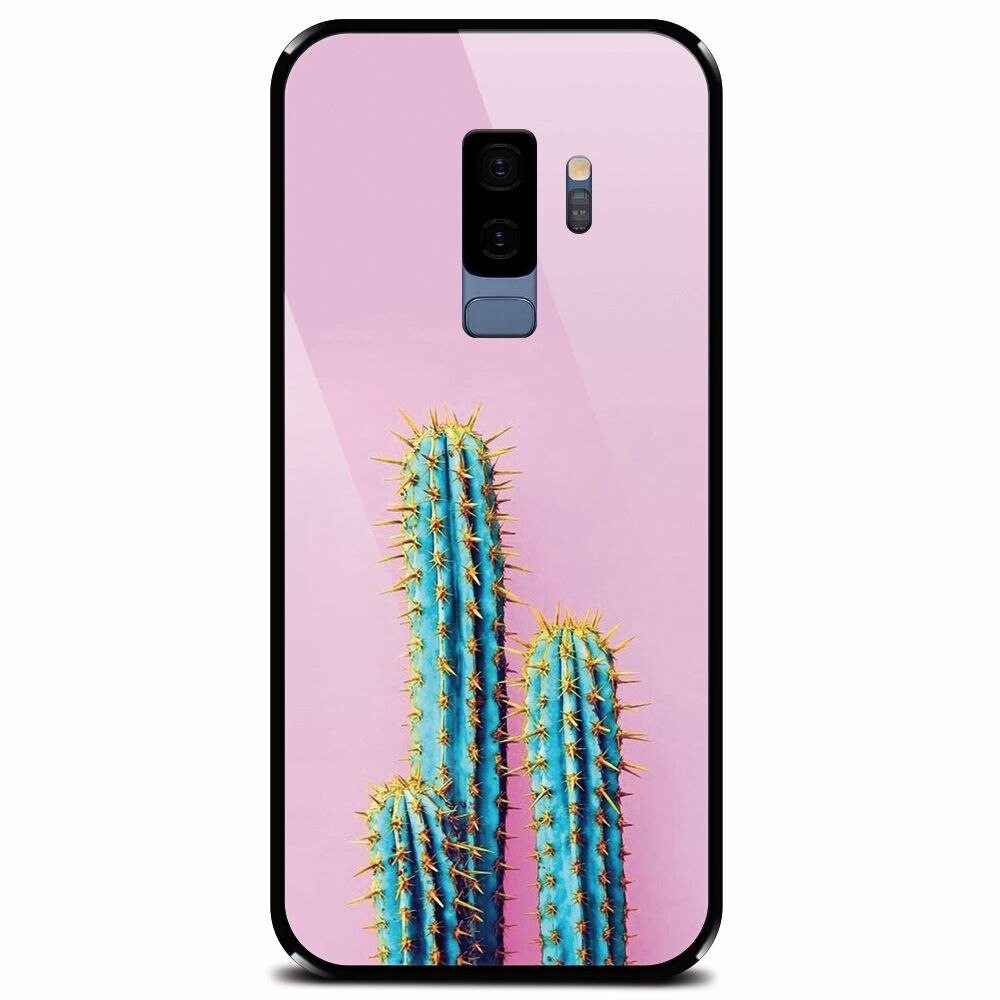 Husa din sticla securizata pentru Samsung Galaxy S9 Plus, Cactus 102