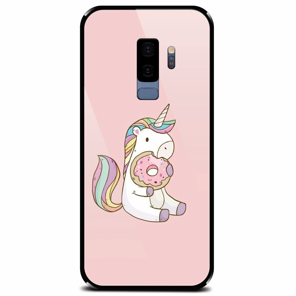Husa din sticla securizata pentru Samsung Galaxy S9 Plus, Unicorn Donuts