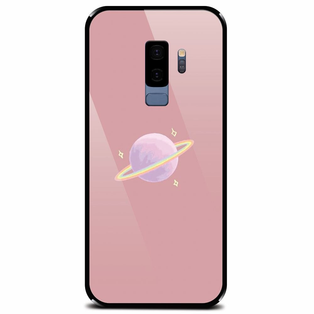 Husa din sticla securizata pentru Samsung Galaxy S9 Plus, Saturn On Pink