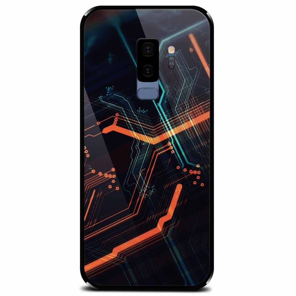 Husa din sticla securizata pentru Samsung Galaxy S9 Plus, Circuits