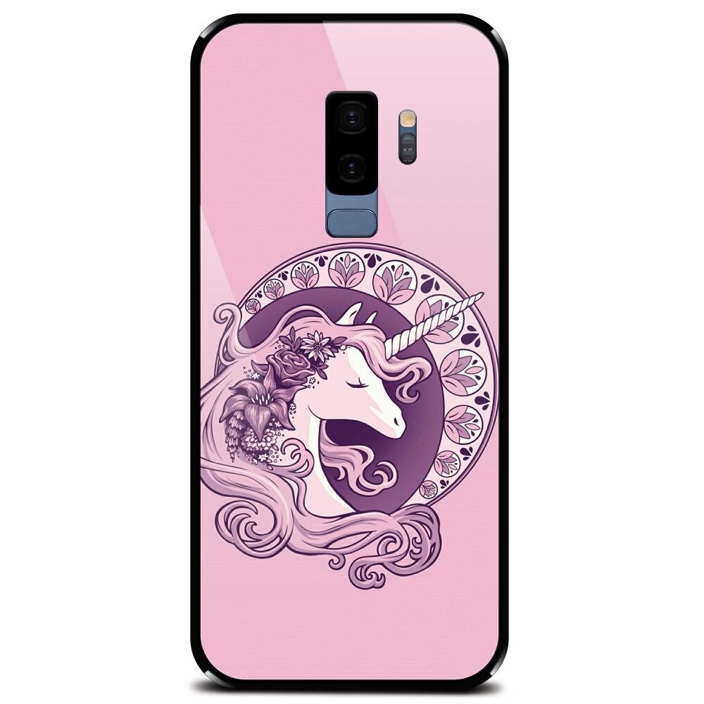 Husa din sticla securizata pentru Samsung Galaxy S9 Plus, Purple Unicorn