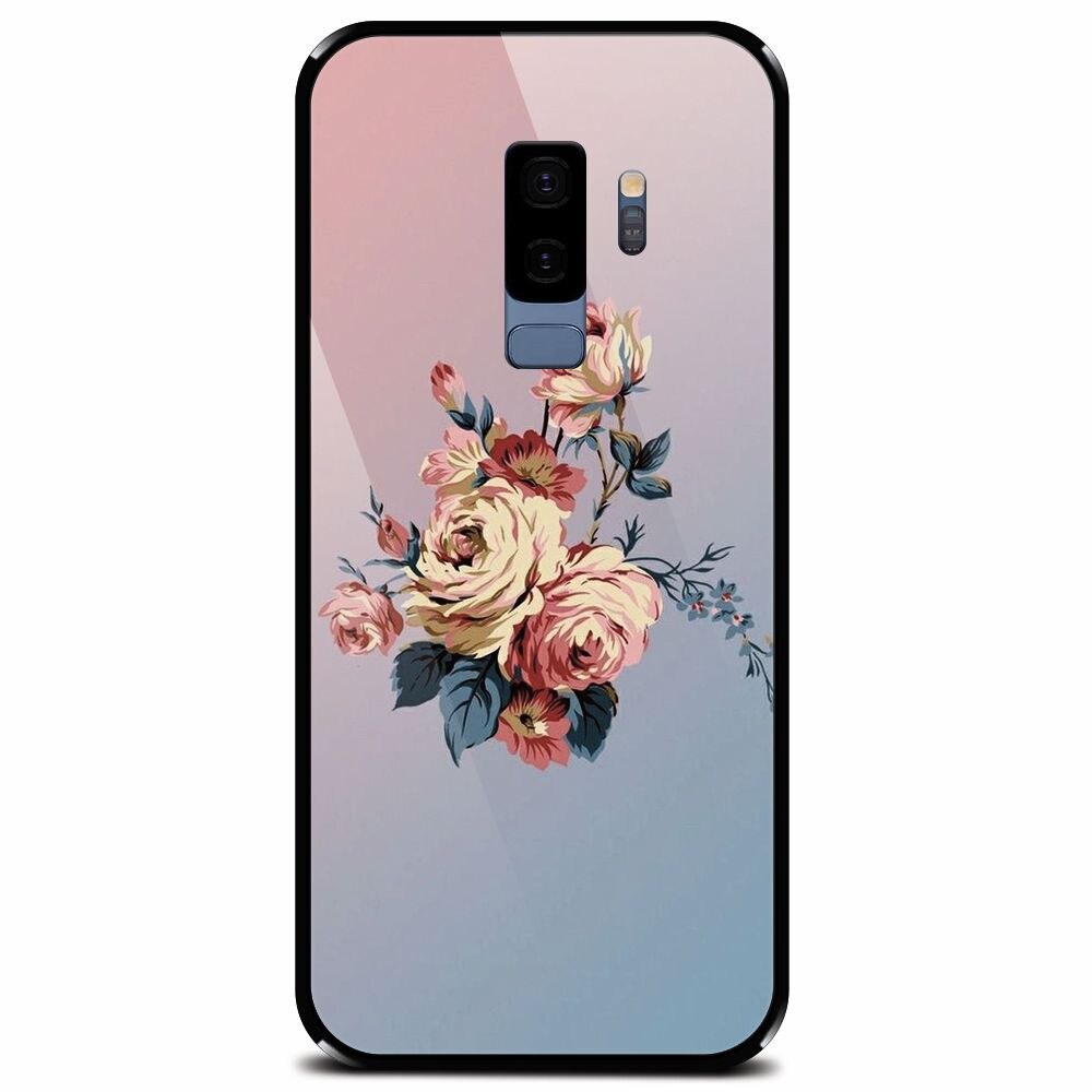 Husa din sticla securizata pentru Samsung Galaxy S9 Plus, Roses