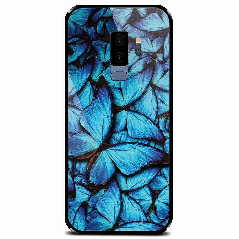 Husa din sticla securizata pentru Samsung Galaxy S9 Plus, Blue Butterfly 101