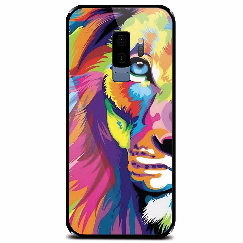 Husa din sticla securizata pentru Samsung Galaxy S9 Plus, Colorfull Lion 002