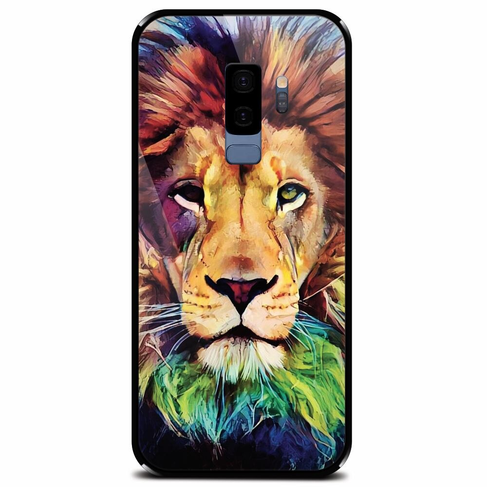 Husa din sticla securizata pentru Samsung Galaxy S9 Plus, Colorfull Lion