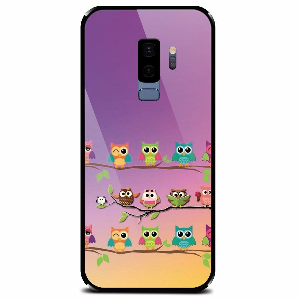 Husa din sticla securizata pentru Samsung Galaxy S9 Plus, Owls