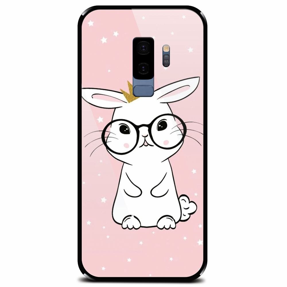 Husa din sticla securizata pentru Samsung Galaxy S9 Plus, Cute Rabbit