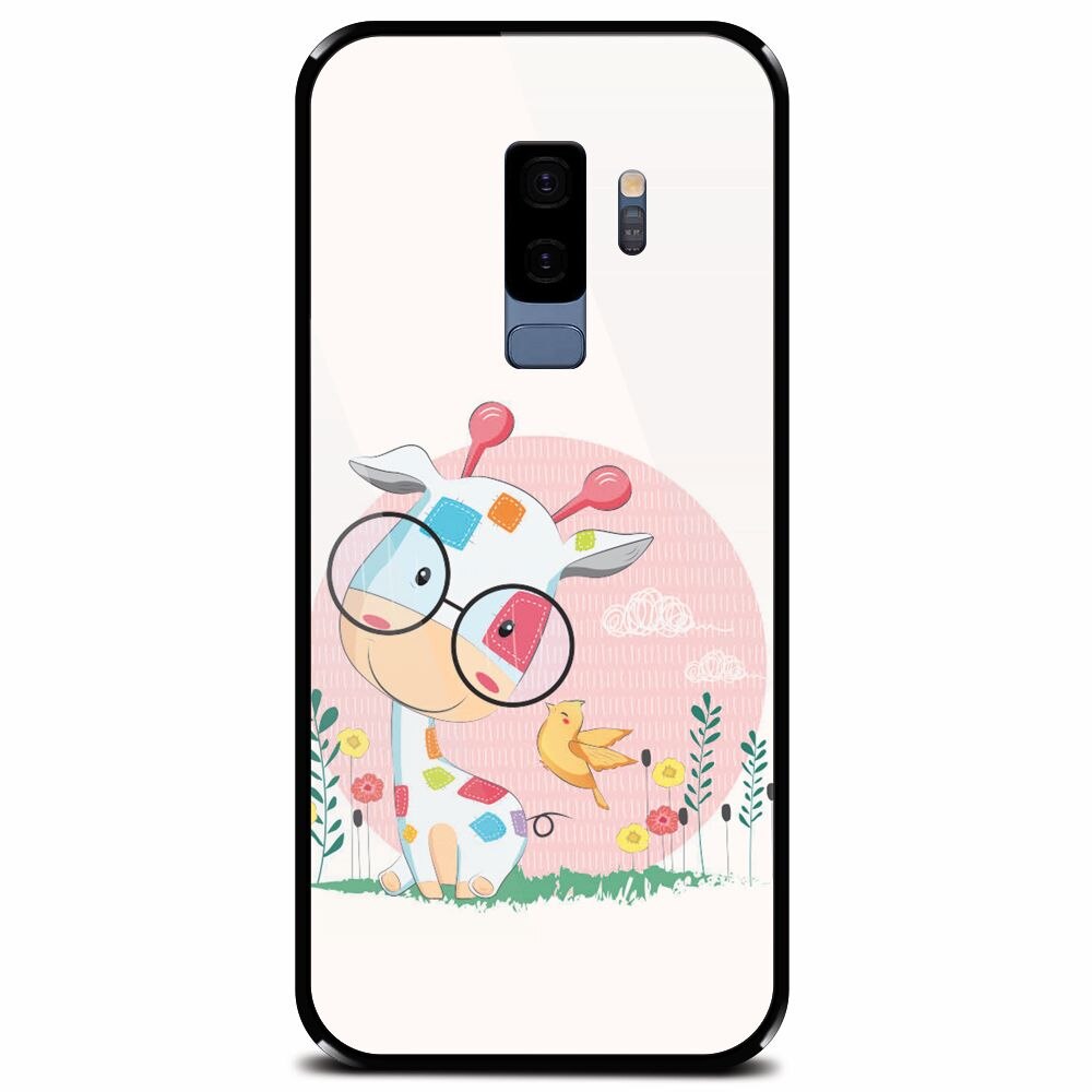 Husa din sticla securizata pentru Samsung Galaxy S9 Plus, Baby Giraffe