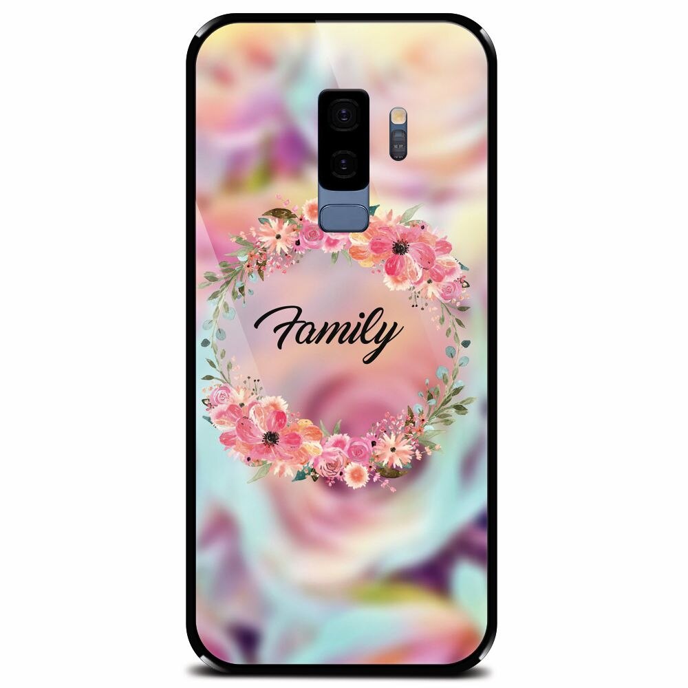 Husa din sticla securizata pentru Samsung Galaxy S9 Plus, Family